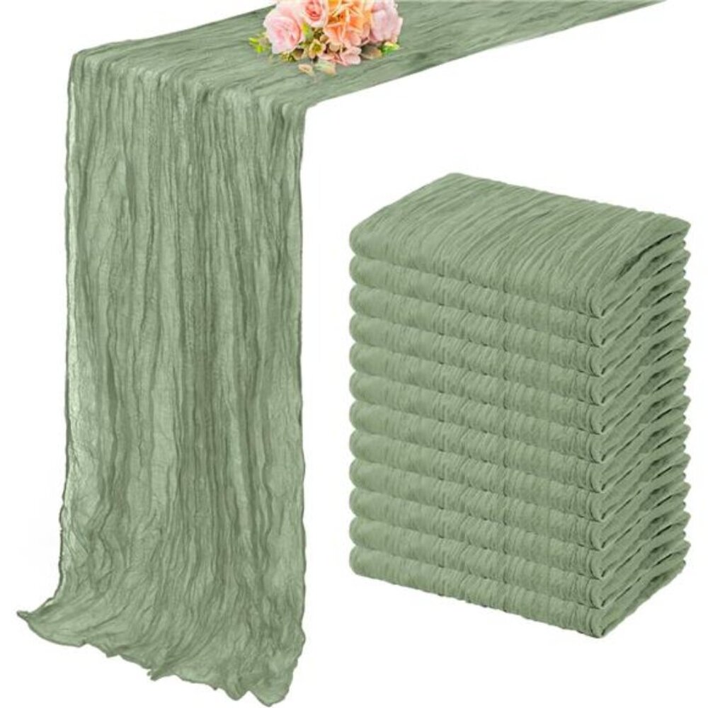 Sage Green Table Runner Cheesecloth 12 Pack 10FT Rustic Wedding Baby Shower